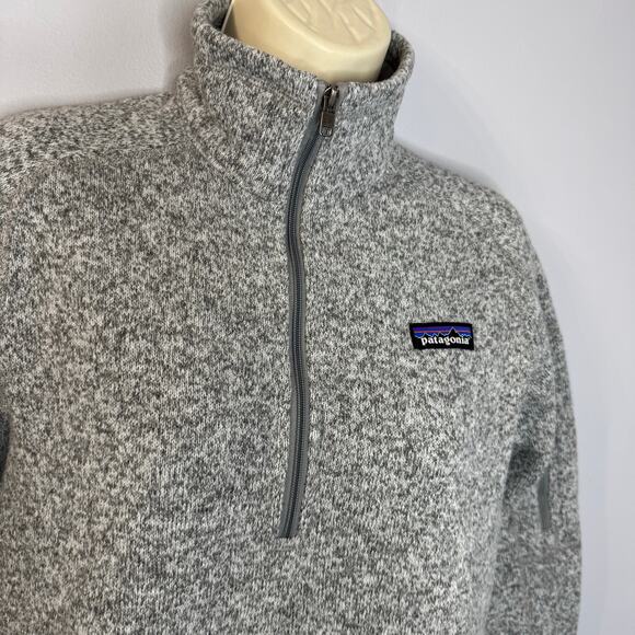 Patagonia Women's Better Sweater 1/4-Zip Fleece Sweatshirt Birch White Grey M - Picture 7 of 11